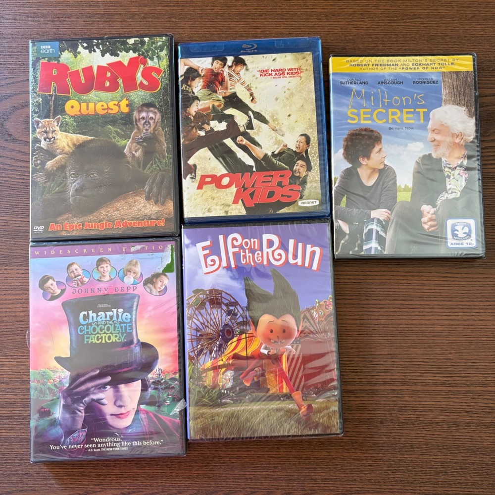 Family Kids Movie Bundle 5 Films New Charlie Chocolate Factory Power Kids